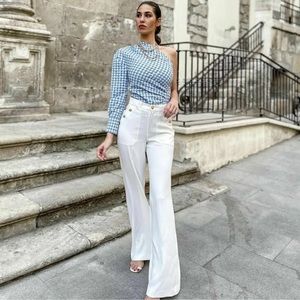 ZARA White High-Waist Button Front Pants